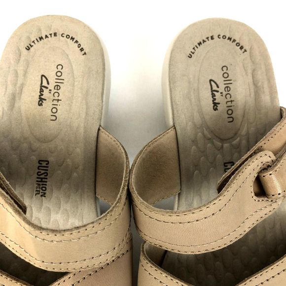 Clarks Ultimate Comfort Womens Size 8.5 M Slip On Tan Beige Sandals - Picture 4 of 9